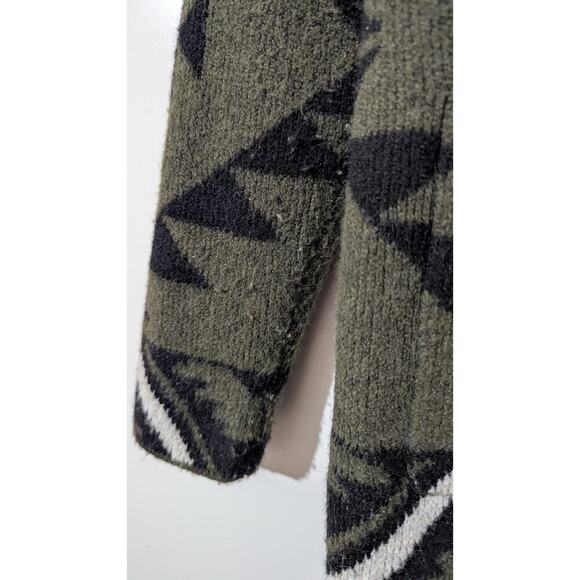 Frye Open Front Cardigan Sweater Womens Medium Aztec Southwestern Green Black Z - Picture 5 of 5